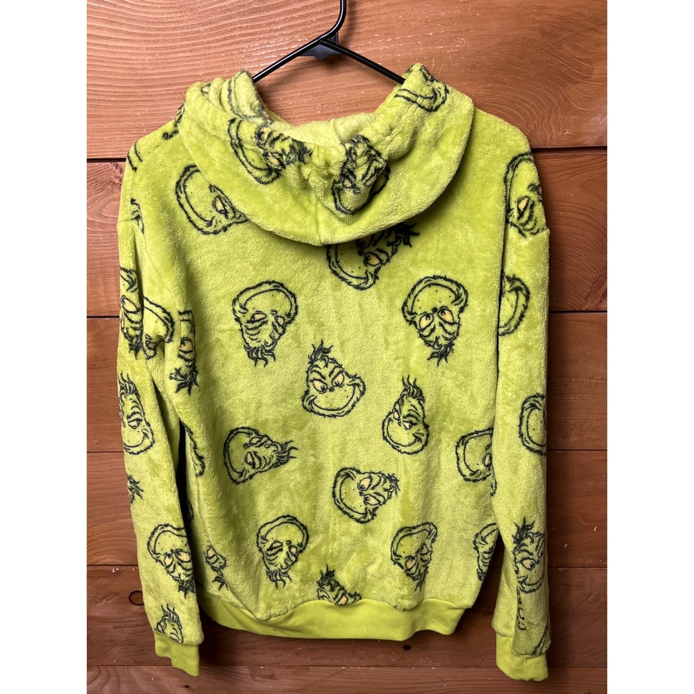 The Grinch All Over Print Fuzzy Fleece Hoodie Sweatshirt Sm Christmas Funny Cozy - Picture 6 of 9